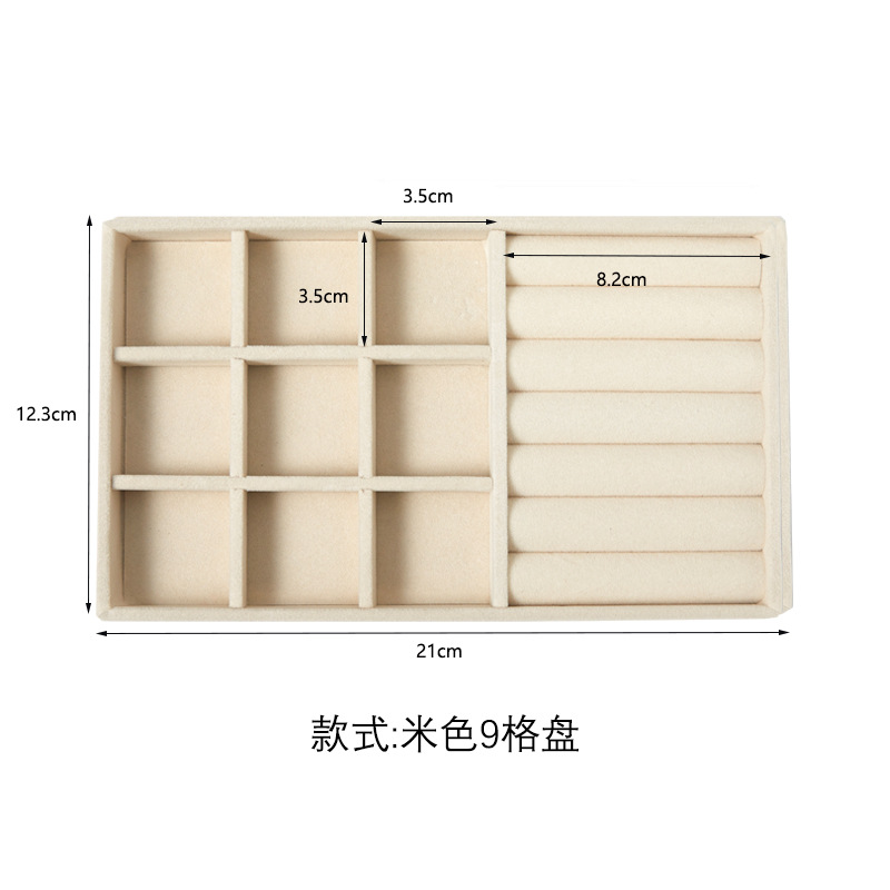 Bandeja de almacenamiento de joyas Bandeja de franela Pendientes Anillo Collar Caja de almacenamiento Caja de joyería Soporte