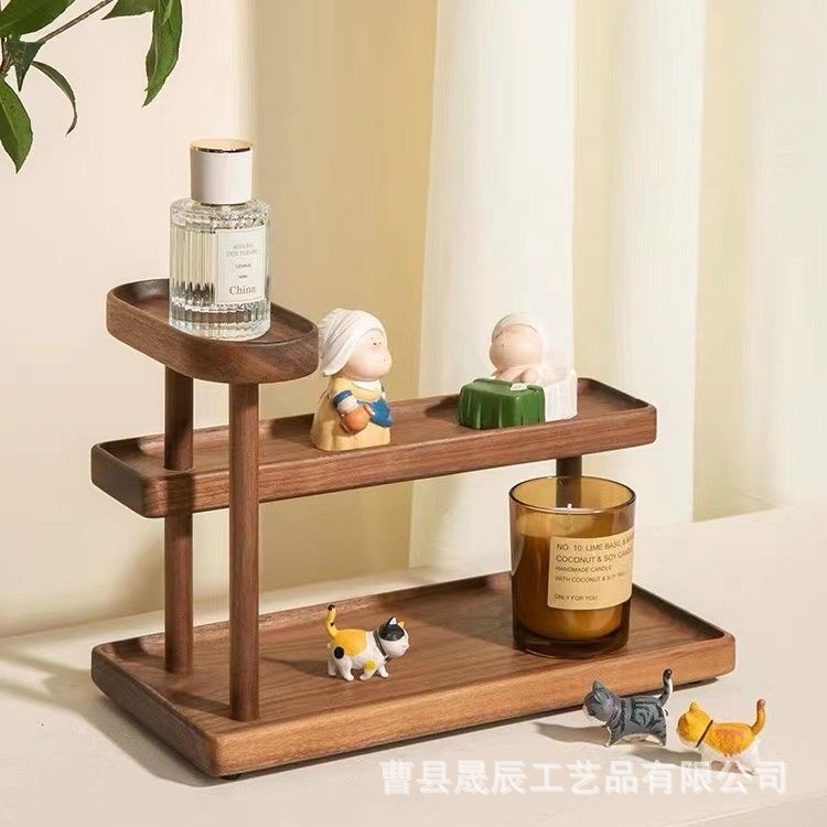 Estante de Almacenamiento de Escritorio de Madera para Cosméticos, Lápiz Labial, Perfume, Estante de Exhibición de Madera Maciza de Varias Capas para Muñecas