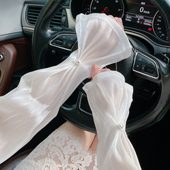 珍珠扣弧度美原創設計防曬手袖女寬鬆開車遮陽袖套冰袖夏季冰絲款