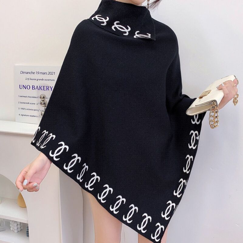 New Korean style versatile Cape headgear shawl letter coat foreign trade fashion trendy spring and autumn autumn and winter sweater