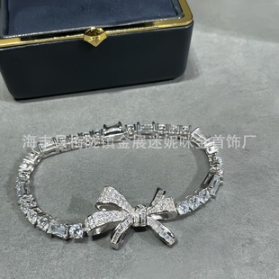 Fashionable bracelet with bow, material, 2026 years, diamond encrusted, high-quality style, light luxury style