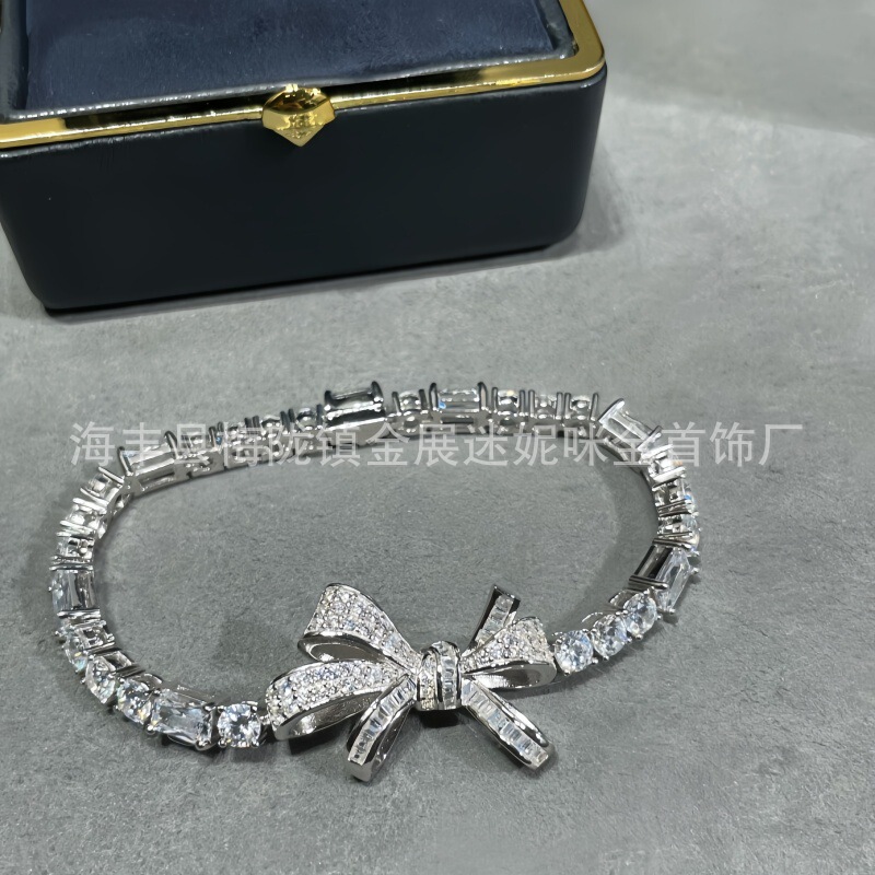 V-Gold Material 2026 Bowknot Full Diamond Bracelet for Women, Fashionable and High-End, Light Luxury, Factory Direct Sale V-Gold Material 2026 Bowknot Full Diamond Bracelet for Women, Fashionable and High-End, Light Luxury, Factory Direct Sale