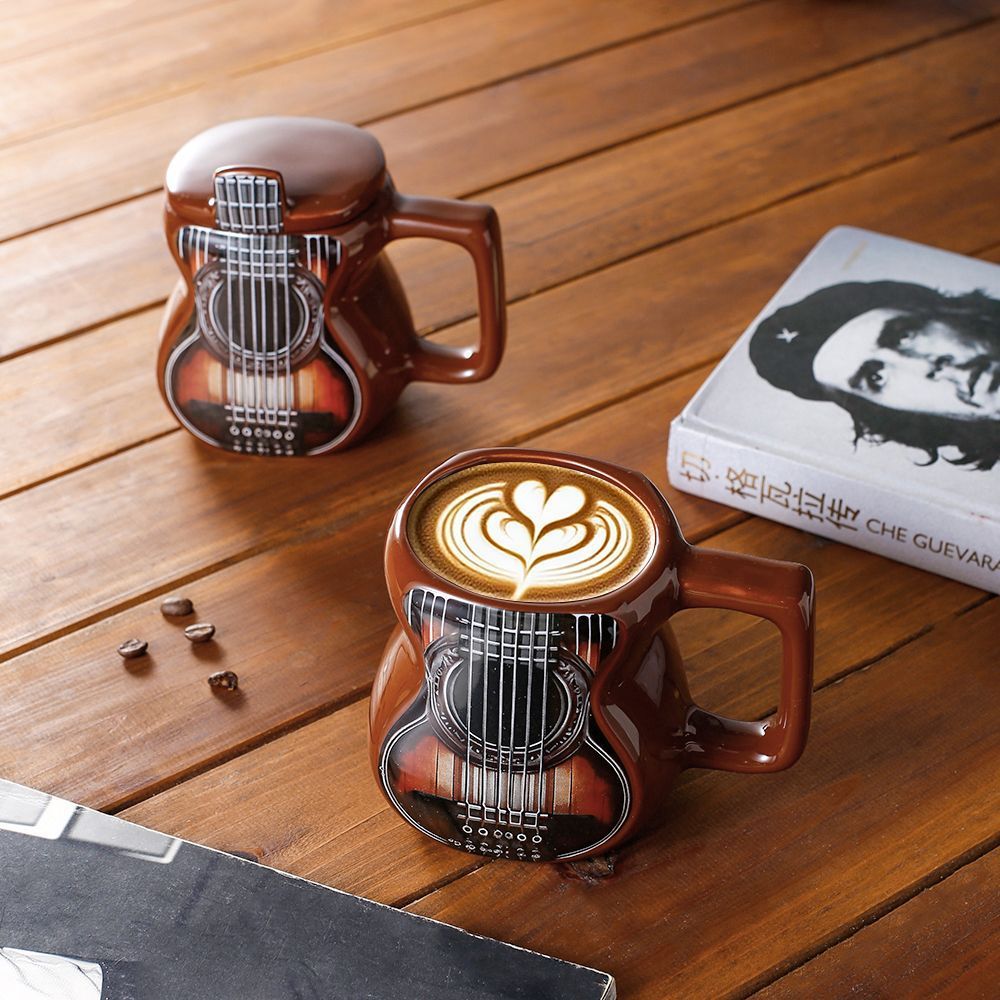 Nuevas tazas de cerámica de guitarra transfronterizas tazas de café creativas tazas de agua tazas de pareja regalos de cumpleaños