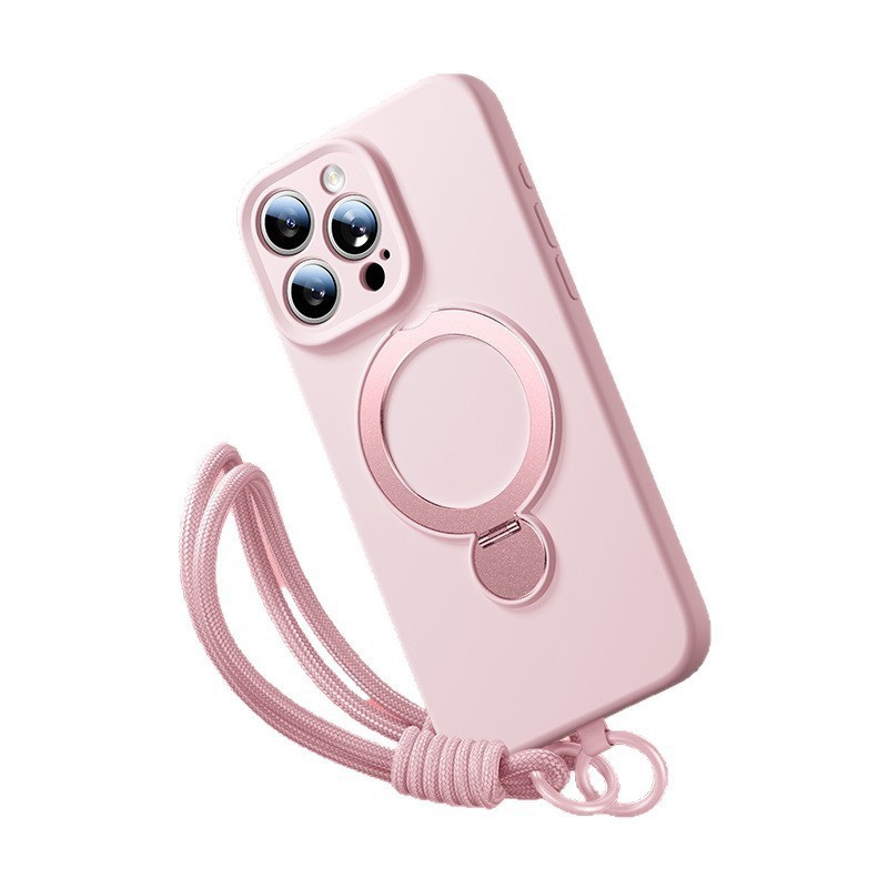 iPhone16用液体回転式スタンドケース、ストラップ付き、Apple 17PROMAX対応、磁気吸着、落下防止|undefined