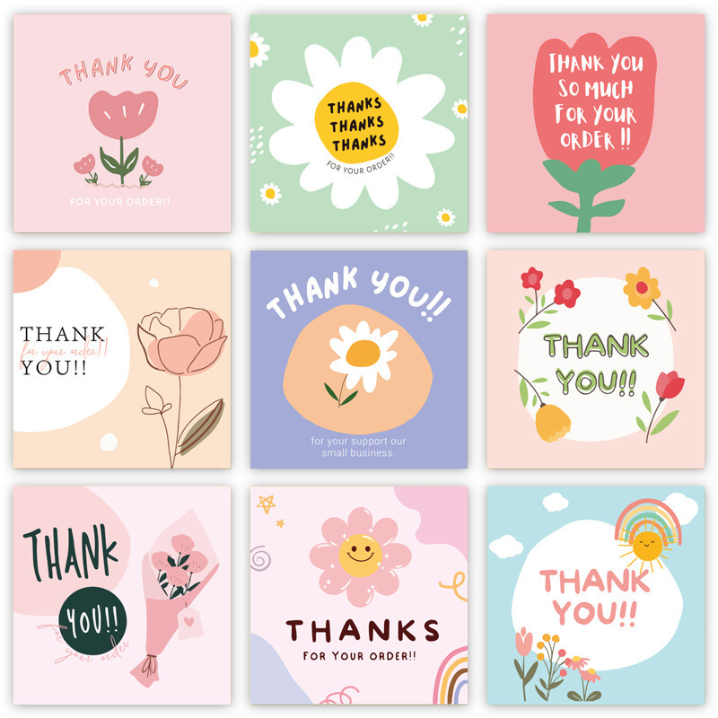 50 Sheets/Pack Square Simple Thank You Cards Coated Paper Business Cards Gift Packaging Decorative Cards English Mini Thank You Cards 50 Sheets/Pack Square Simple Thank You Cards Coated Paper Business Cards Gift Packaging Decorative Cards English Mini Thank You Cards