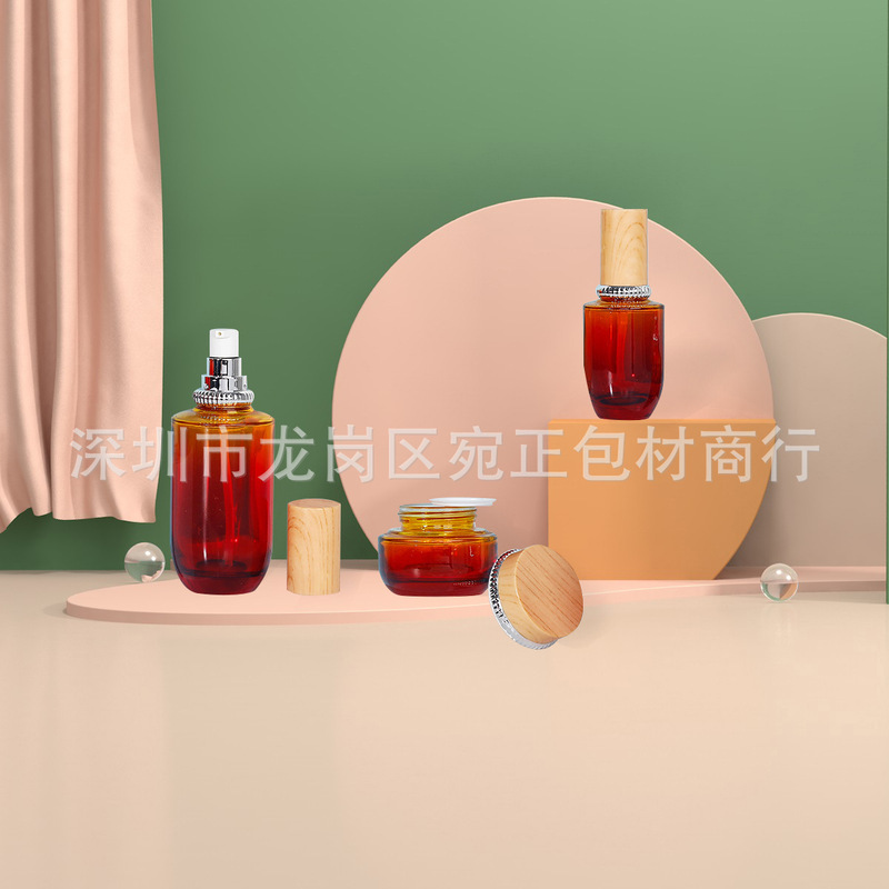 メーカー直販直円ザクロ瓶130ml水クリームエッセンス化粧品スキンケア品赤色工芸ガラス瓶|undefined