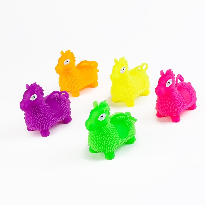 ホット販売人気の動物の形のグリッターファーボール伸縮性ベントボール子供用発光おもちゃ卸売|undefined