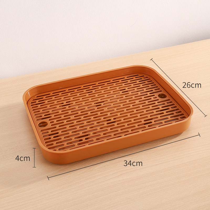 Bandeja de Té con Escurridor Plástico Doble Capa Rectangular para Hogar image 6