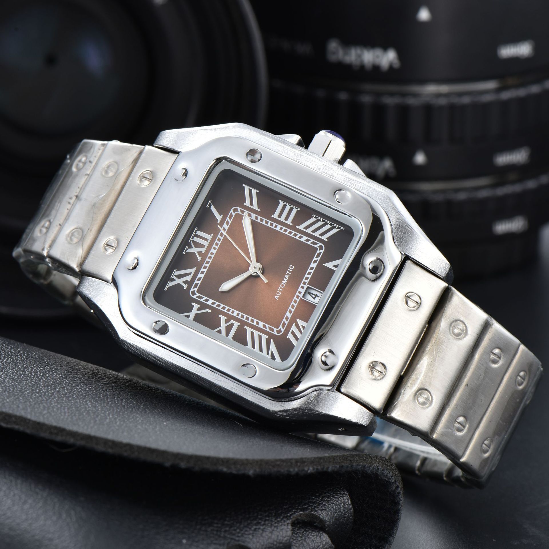 2024 men's stainless steel 3-pin square NIRICHA watch quartz second run calendar watch manufacturers wholesale one piece