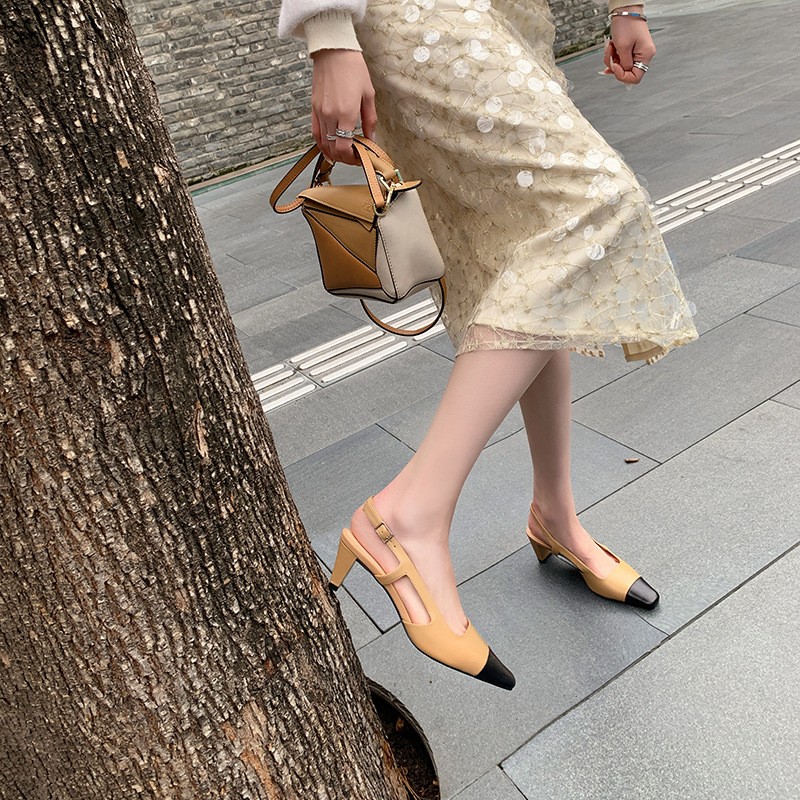 CHIKO Emberly Square Toe Chunky Heels Slingback Shoes