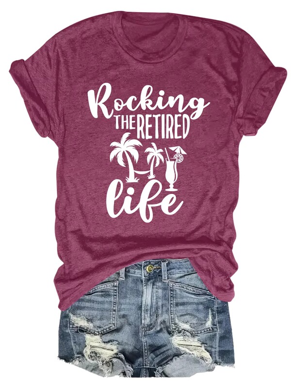 Women's short-sleeved t-shirt, casual for retirement life, comfortable and soft fabric, summer clothing for women
