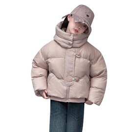 女童2025冬季羽绒棉袄短款棉服新款洋气时髦连帽棉衣大童冬装外套