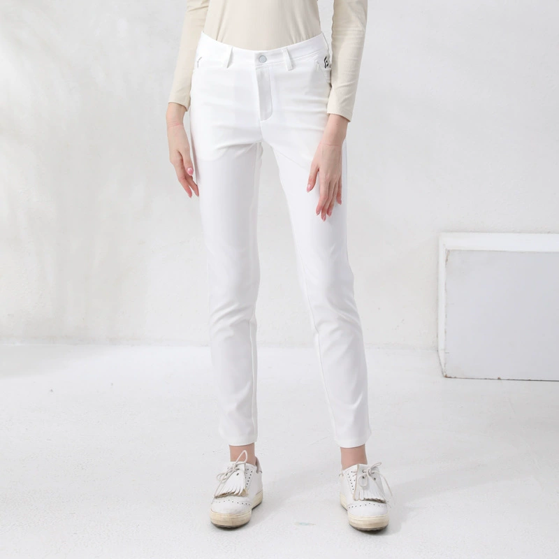 Demi-season autumn elastic white trousers