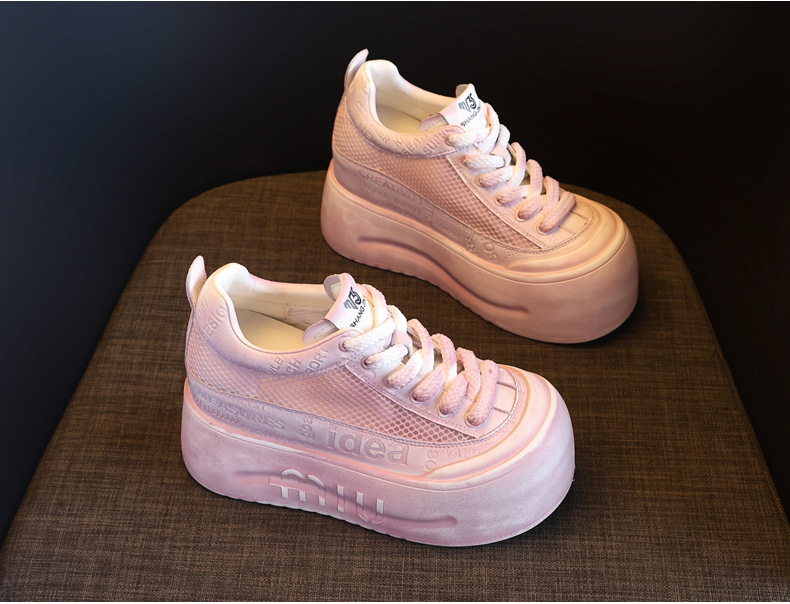Giày sneaker nữ đế dày lưới thoáng khí phong cách bánh xốp trắng đa năng — Gỗ sồi Ash chi tiết 5