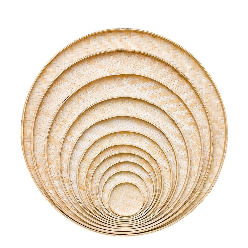 Bandeja de Bambú Tejida a Mano Multiuso para Decoración de Pared
