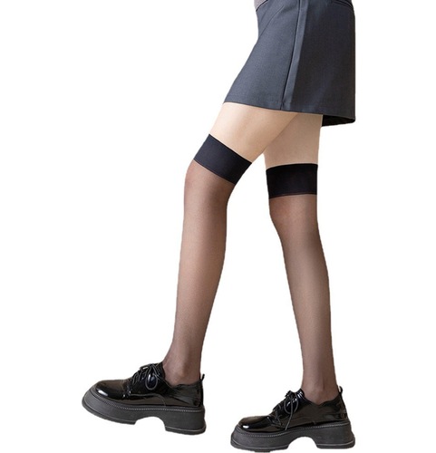 Summer thin and light Japanese style pressure slimming knee-high socks anti-slip 10D bare leg high transparency cotton bottom calf socks