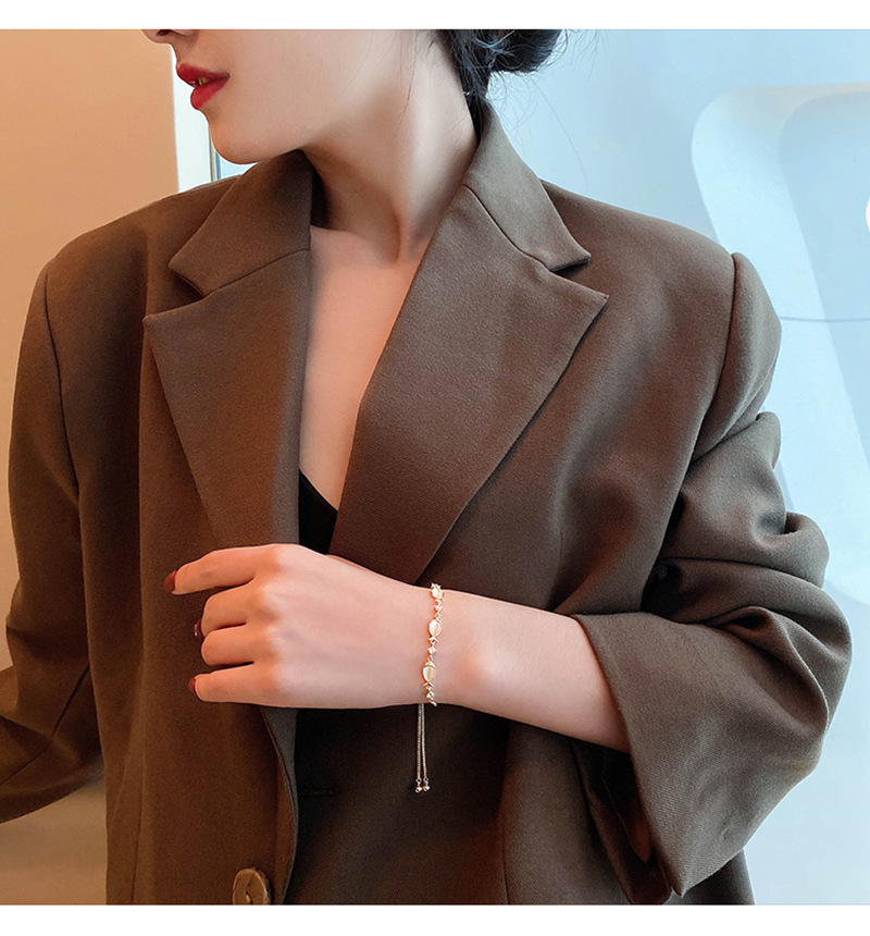 Fashion Water Droplets Copper Bracelets Inlay Opal Copper Bracelets