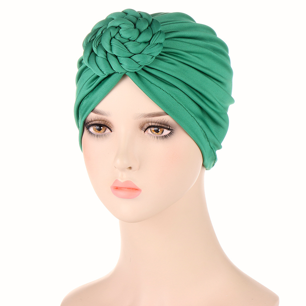Cappello turbante a torsione di lumaca Cappello piccolo Baotou in tinta unita Cappello turbante con fondo alla moda_voghion.com