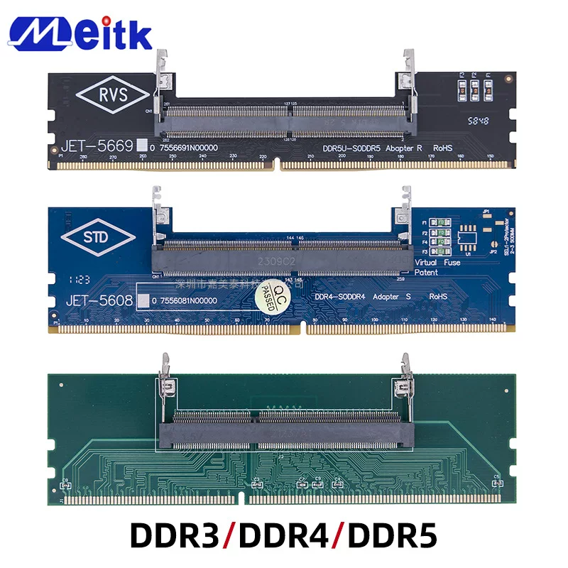 Переходник-плата SODIMM→DIMM (ноутбук→ПК), DDR3/DDR4/DDR5, с защитным слотом
