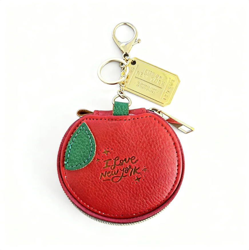 Nuevo tema de Nueva York Apple bolso de cambio llavero zipper PU auriculares bolsa de almacenamiento colgante colgante al por mayor