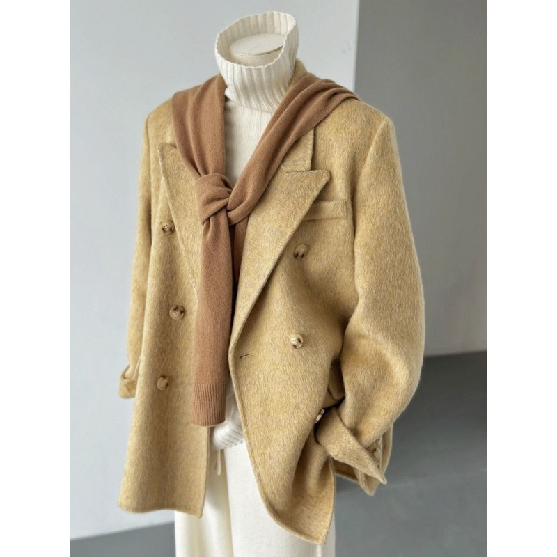 Double-Sided Woolen Coat 2025 Autumn and Winter New Korean Style Loose Suit Style Short Woolen Coat