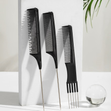 跨境钢针尖尾梳子 化妆造型师专用挑发分发造型梳美长尾打毛梳子