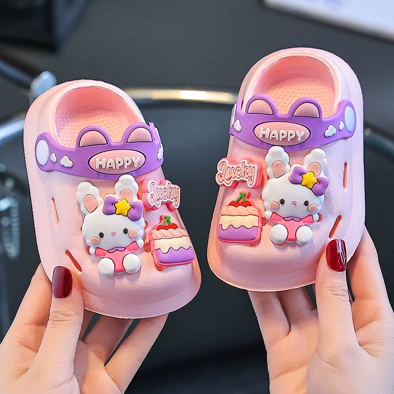 Детские сандалии для девочек Летние дети крытая мягкая подошва детские нескользящие тапочки мультяшный мальчик Баотоу пещерная обувь