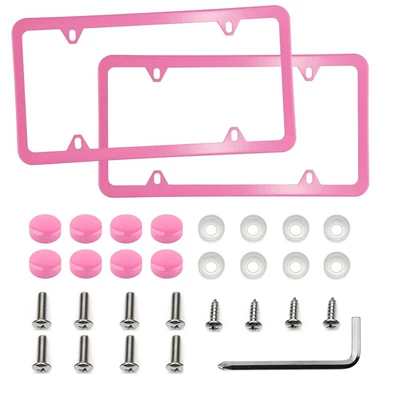American Stainless Steel License Plate Frame — License plate holder/license plate holder - 4-holes-pink-price-per-piece