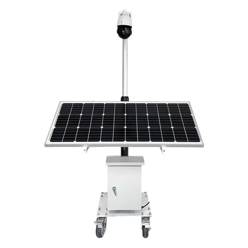 Солнечная мобильная вышка-платформа для видеонаблюдения с кронштейном для камеры и беспроводной системой питания на солнечных батареях