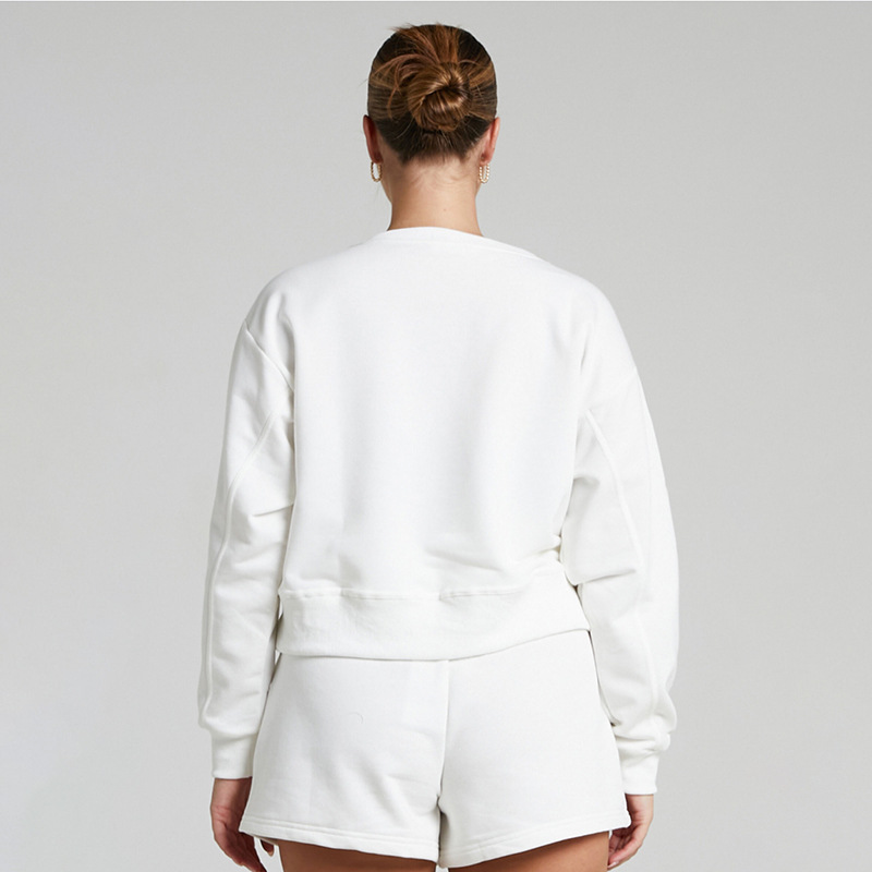 Solid Color Long Sleeve Sweaters Women Clothing Short Two-Piece Casual Shorts Suit