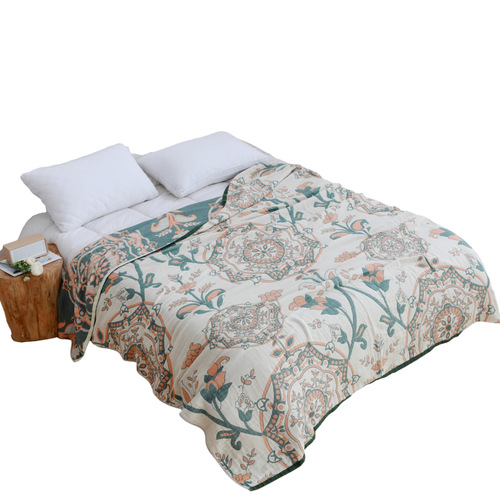 Factory-wholesale gauze towel blankets & throws—couple-style, four-season air-conditioning blankets, perfect for single or double sofas; also available as lightweight summer comforters.