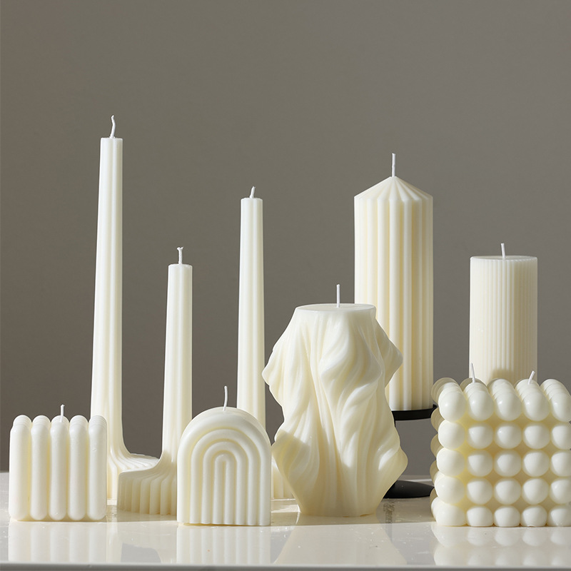 40 velas de aromaterapia de arte de estilo nórdico, modelos calientes, líneas hechas a mano, velas creativas geométricas blancas