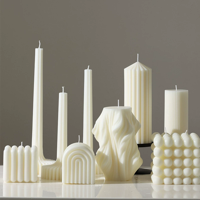 Aromatherapy candle handmade white geometric 40, nordic style decorative shapes