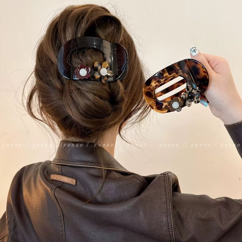 气质波点蝴蝶结扁平发夹女2025新款高端发抓夹后脑勺不硌头贝壳夹|undefined