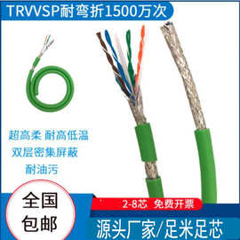 UL认证超六类CAT6a 5EPUR高柔拖链工业双屏蔽千兆网线8芯4P*26AWG