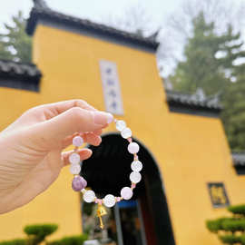 【好运降铃】寺庙同款设计款手链紫锂辉梵钟串珠莲花饰品闺蜜礼物