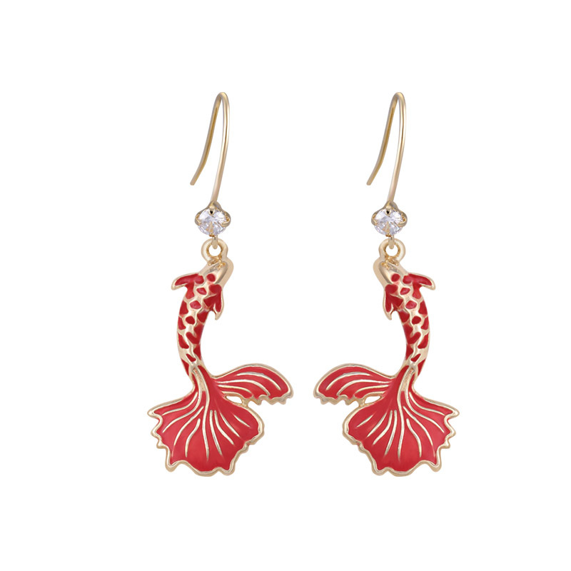 Red earrings, Chinese style, silver 925 sample