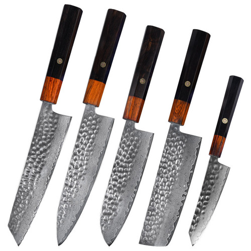 Cross-border new chef knife Damascus main chef knife sharp octagonal handle colorful Japanese slicing knife cutting board knife
