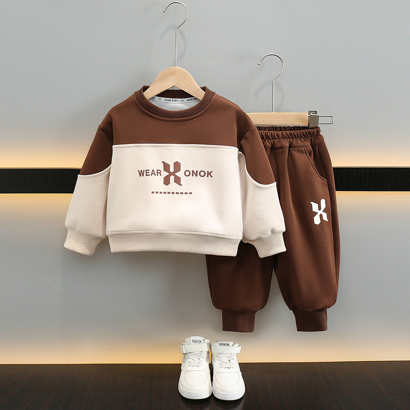 6075 traje de suéter para niño 2024 otoño nuevo bebé de moda otoño traje de dos piezas primavera y otoño para niños marea coreana