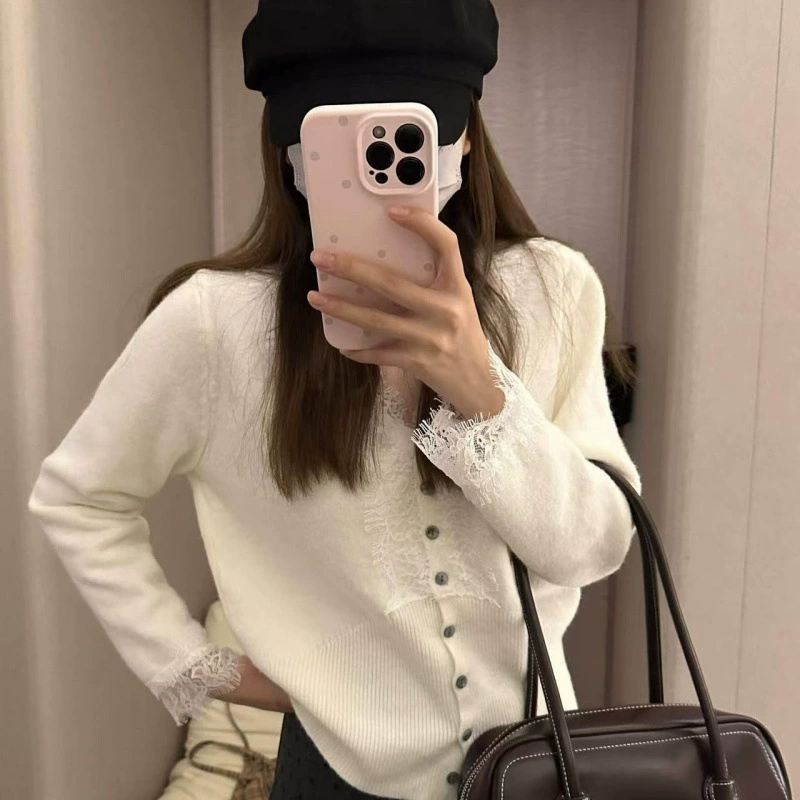 Вязаный базовый топ из кружева для отдыха, стиль высокого класса, стиль Chanel