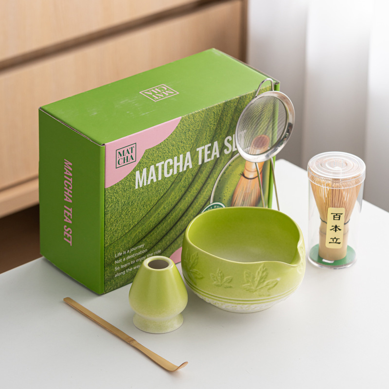 跨境亚马逊抹茶碗套装点茶刷打抹工具茶筅百本立窑变枫叶抹茶碗|undefined