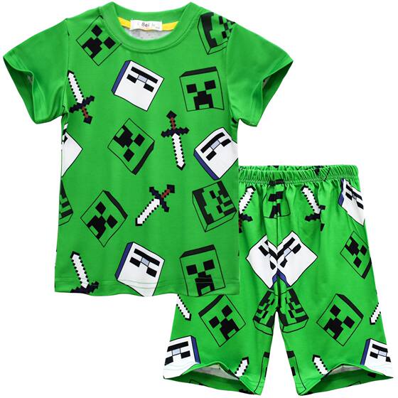 2024 spring children's new my world game printing suit children's short sleeve home clothes suit 91022
