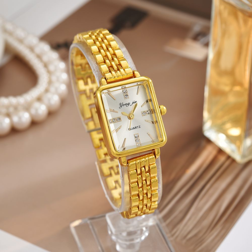 Watch for Women, Niche Light Luxury Model, Fashionable Retro High-End Gold Diamond-Encrusted Small Square Watch, Exquisite Ladies Quartz Watch