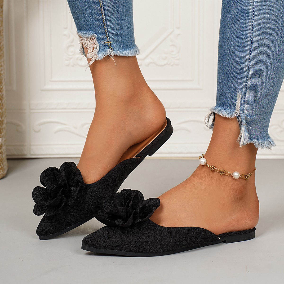 Women's Flat Slippers Floral Patterns Plus Size Lightweight Closed Toe Design Suitable For Summer_voghion.com