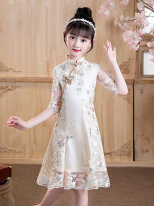 Baby kids Qipao Chinese Dresses cheongsam for children Chinese style dress girl princess dress Tang suit model show party costumes for girls