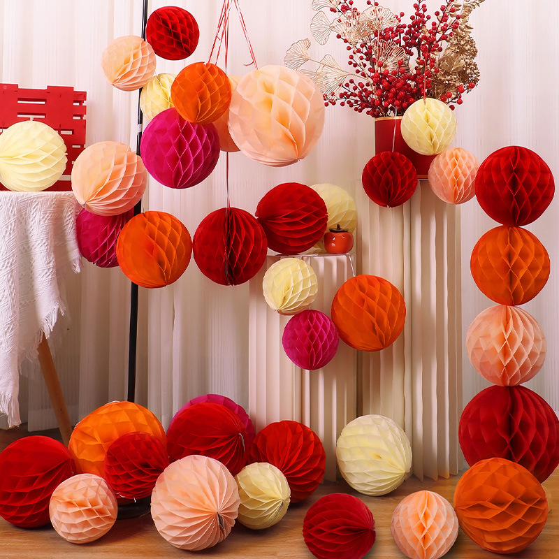 Cross-border honeycomb ball wedding room layout wedding bedroom living room decoration engagement net red new house lantern honeycomb ball lantern