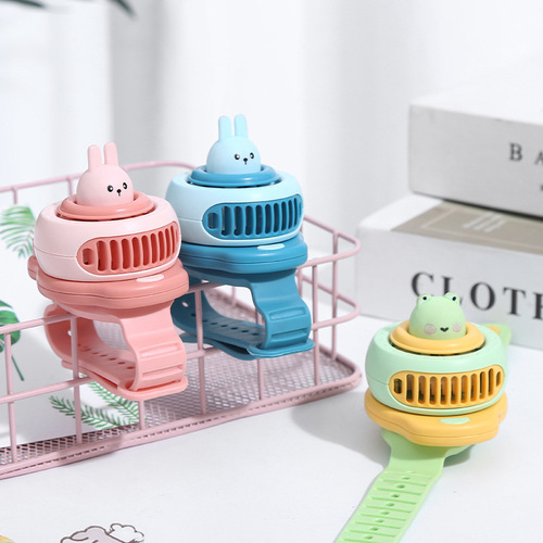 Factory Supply Creative Watches Fan Children USB Charging Cartoon Wrist Strap Mini Cute Fan