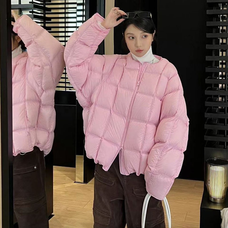 糖果色无胆泡芙感羽绒服女2025冬短款云朵超轻白鸭绒方块面包服潮|undefined