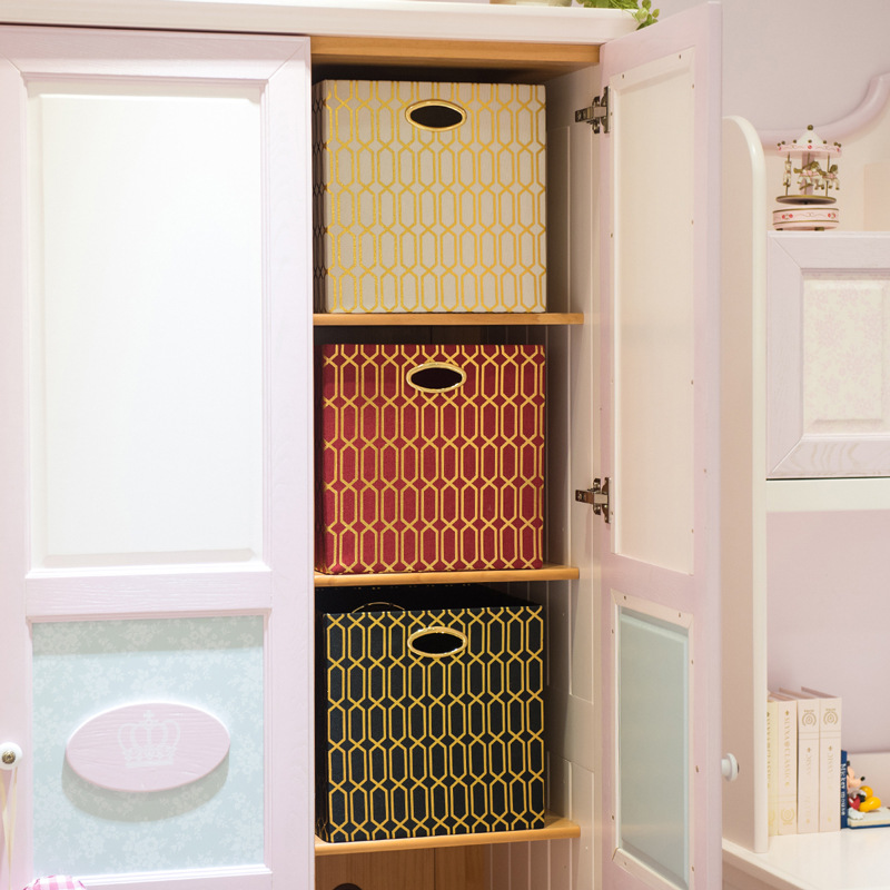 亚马逊布艺收纳箱叠加翻盖式透明鞋盒床底收纳玩具衣服收纳整理箱