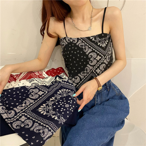 Ice Silk Seamless Hot Girl Ethnic Style Cashew Flower Sexy Camisole Female Small Belly Bag Irregular Belt Wrap Chest